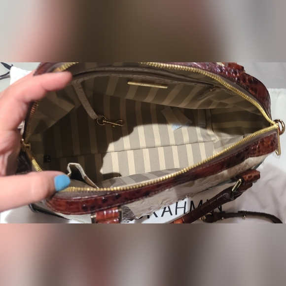 Brahmin Women's Signature Hudson Tri-Color Melbourne Crocodile Embossed Satchel - Picture 6 of 10